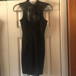 Black lace bodycon dress
